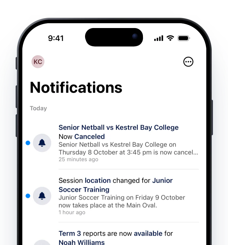 The Notifications tab with a TASS illness report alongside Clipboard session changes
